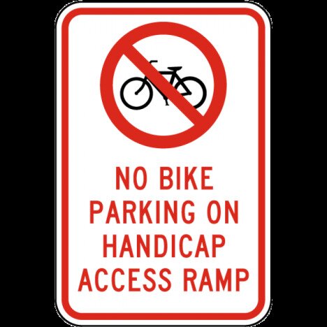 No Bike Parking on Handicap Access Ramp Sign