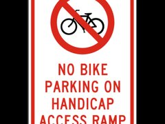 No Bike Parking on Handicap Access Ramp Sign