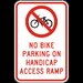 No Bike Parking on Handicap Access Ramp Sign